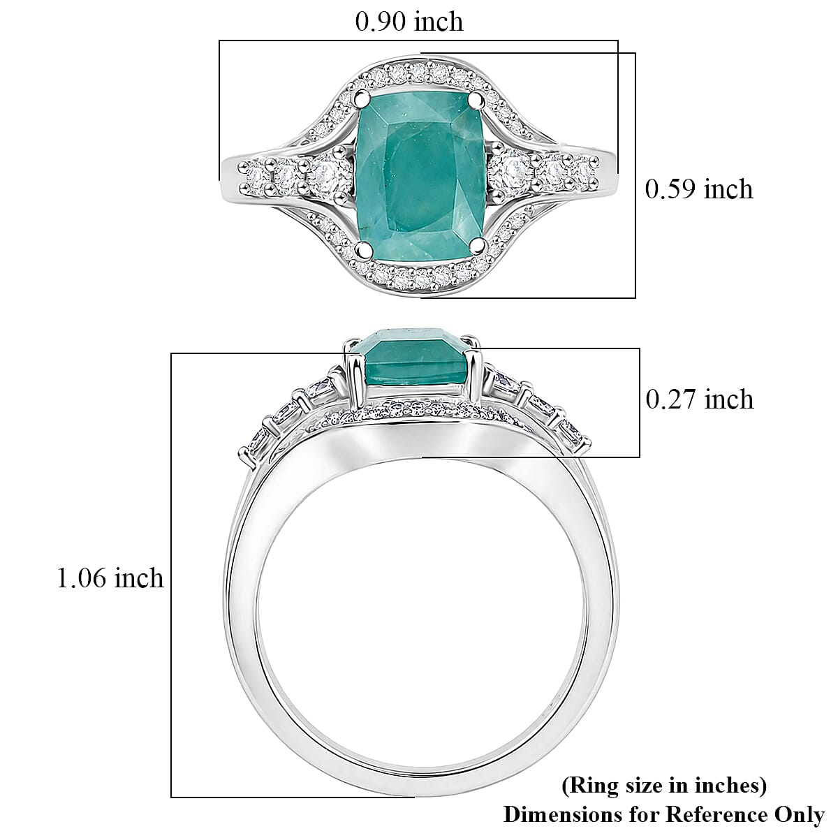 D'Joy Premium Grandidierite and Moissanite 2.70 ctw Ocean Flow Ring in Rhodium Over Sterling Silver (Size  10.0) image number 5