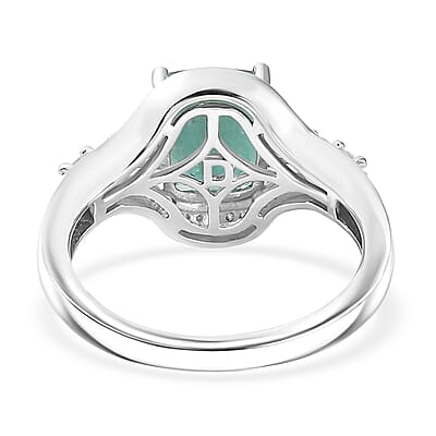 D'Joy Premium Grandidierite and Moissanite 2.70 ctw Ocean Flow Ring in Rhodium Over Sterling Silver (Size  6.0)