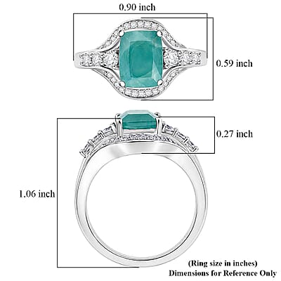 D'Joy Premium Grandidierite and Moissanite 2.70 ctw Ocean Flow Ring in Rhodium Over Sterling Silver (Size  6.0)