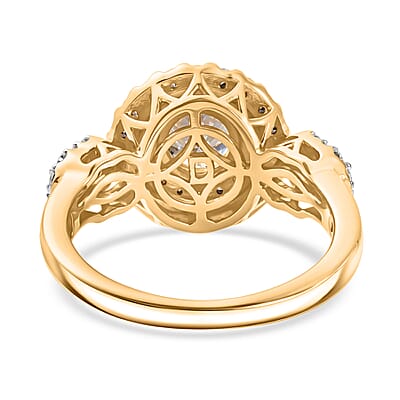 Certified & Appraised D'Joy Premium Golden Tanzanite and Moissanite 1.70 ctw Ring in 18K Vermeil Yellow Gold Over Sterling Silver (Size  6.0)