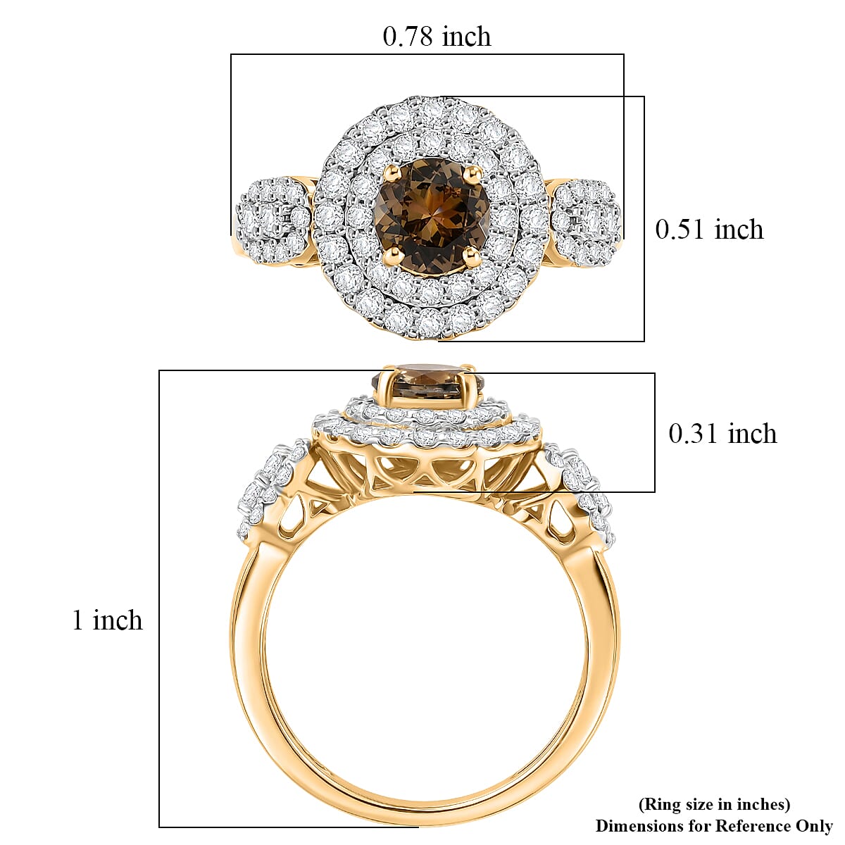Certified & Appraised D'Joy Premium Golden Tanzanite and Moissanite 1.70 ctw Ring in 18K Vermeil Yellow Gold Over Sterling Silver (Size  6.0) image number 5