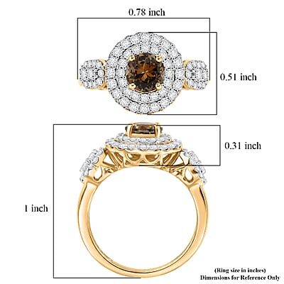 Certified & Appraised D'Joy Premium Golden Tanzanite and Moissanite 1.70 ctw Ring in 18K Vermeil Yellow Gold Over Sterling Silver (Size  6.0)