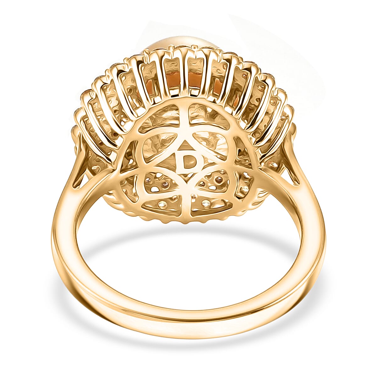 D'Joy Premium Golden South Sea Pearl and Multi Gemstone 1.10 ctw Ring in 18K Vermeil Yellow Gold Over Sterling Silver (Size 7.0)