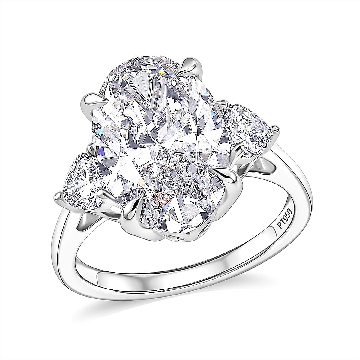 IGI Certified Luxuriant Lab Grown Diamond G-H VS 5.50 ctw Trinity Ring in 950 Platinum (Size  5.0)  6 Grams
