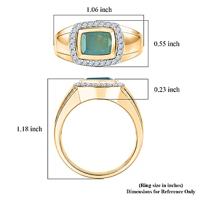 D'Joy Premium Grandidierite and Moissanite 2.65 ctw Men's Ring in 18K Vermeil Yellow Gold Over Sterling Silver (Size  10.0)