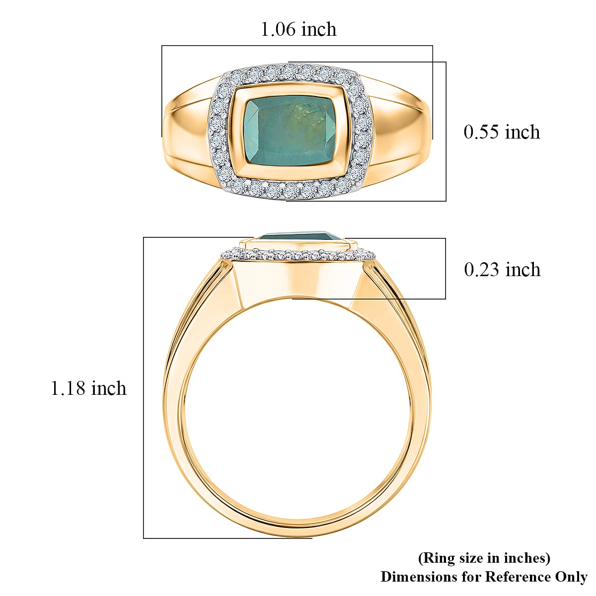 D'Joy Premium Grandidierite and Moissanite 2.65 ctw Men's Ring in 18K Vermeil Yellow Gold Over Sterling Silver (Size  13.0)