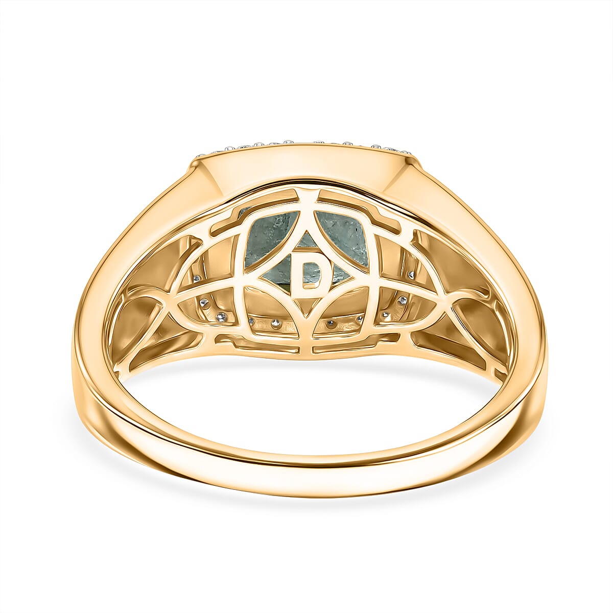 D'Joy Premium Grandidierite and Moissanite 2.65 ctw Men's Ring in 18K Vermeil Yellow Gold Over Sterling Silver (Size  14.0)