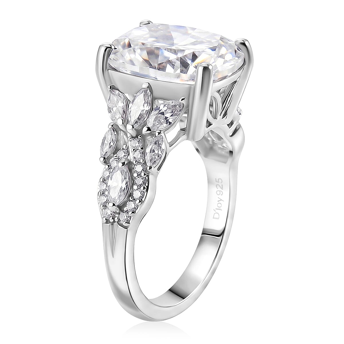 D'Joy Brilliant Cut Moissanite 6.50 ctw Eternal Radiance Ring in Rhodium Over Sterling Silver (Size 10.0) image number 3
