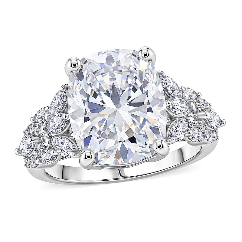 D'Joy Brilliant Cut Moissanite 6.50 ctw Eternal Radiance Ring in Rhodium Over Sterling Silver (Size 6.0)