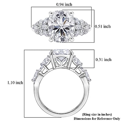 D'Joy Brilliant Cut Moissanite 6.50 ctw Eternal Radiance Ring in Rhodium Over Sterling Silver (Size 6.0)