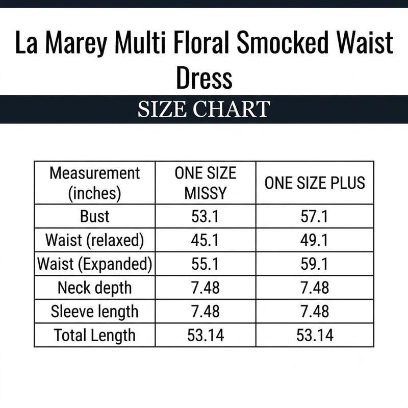 La Marey Purple with Multi Floral Smocked Waist Dress - One Size Missy