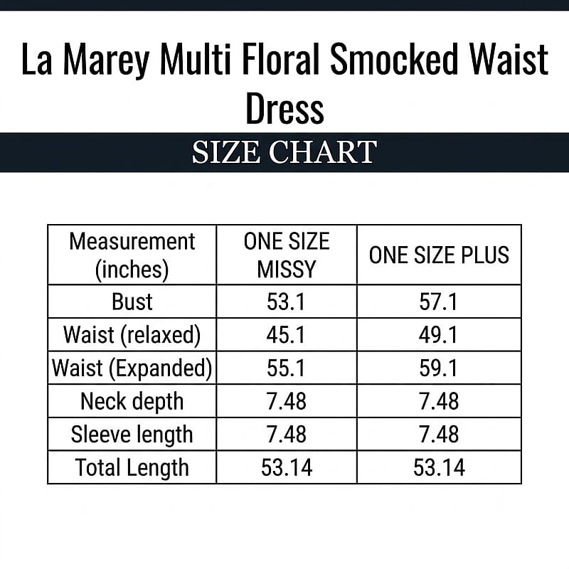 LA MAREY - FLORAL SMOCKED WAIST DRESS -OS MISSY-MULTI PURPLE
