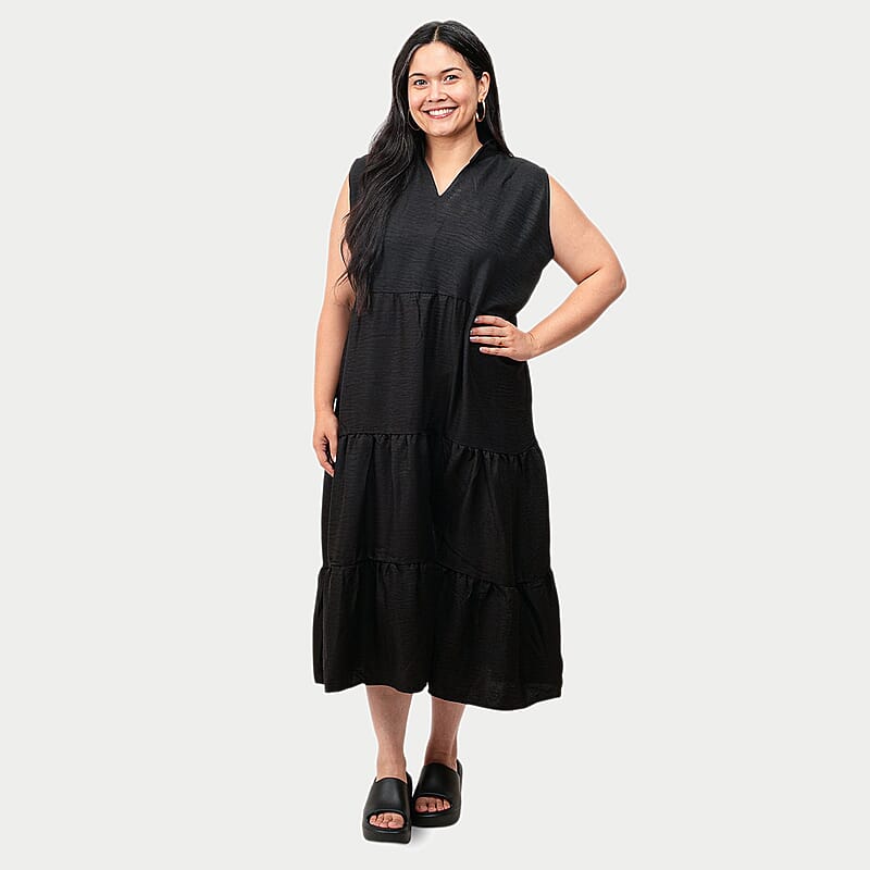 La Marey Black Flowy Maxi Dress - One Size Missy