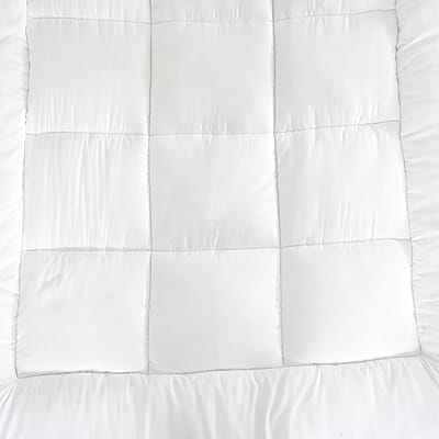 Livmore White Microfiber Sherpa Mattress Topper with Piping