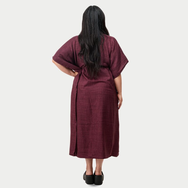 La Marey Bordeaux V-neck Drawstring Waist Dress - One Size Missy