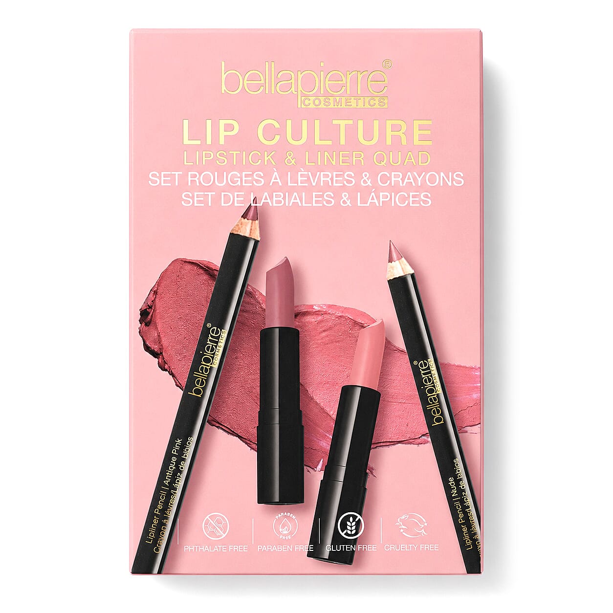 Bellapierre Lip Culture Lipstick & Liner Quad Kit- Antique Pink & Nude