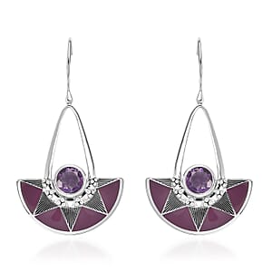 Sajen Silver African Amethyst 3.40 ctw Earrings in Rhodium Over Sterling Silver