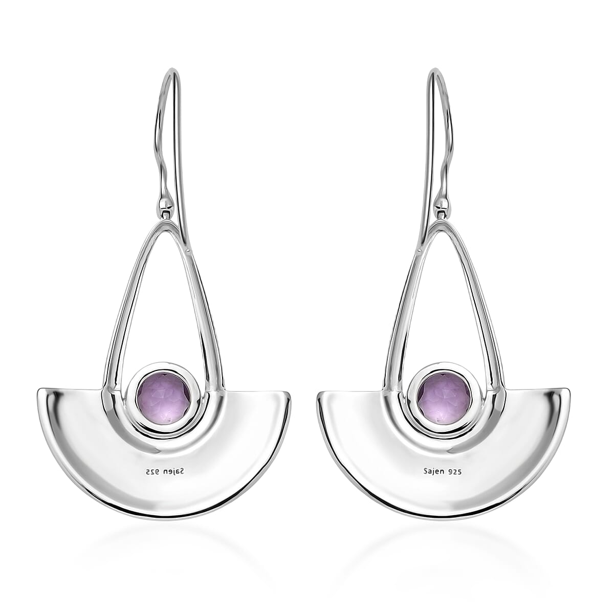 Sajen Silver African Amethyst 3.40 ctw Earrings in Rhodium Over Sterling Silver image number 5