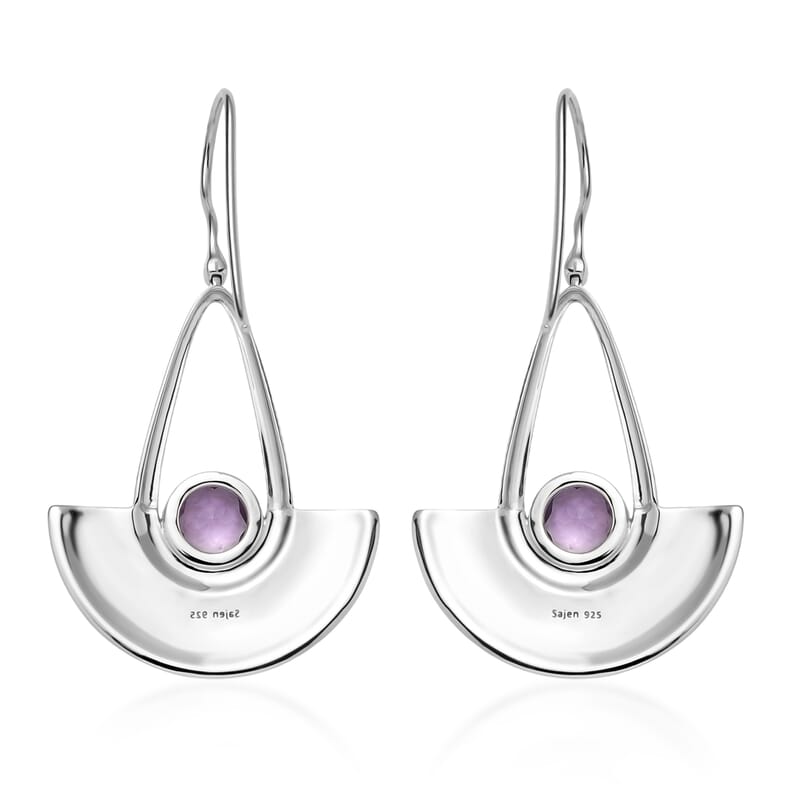 Sajen Silver African Amethyst 3.40 ctw Earrings in Rhodium Over Sterling Silver