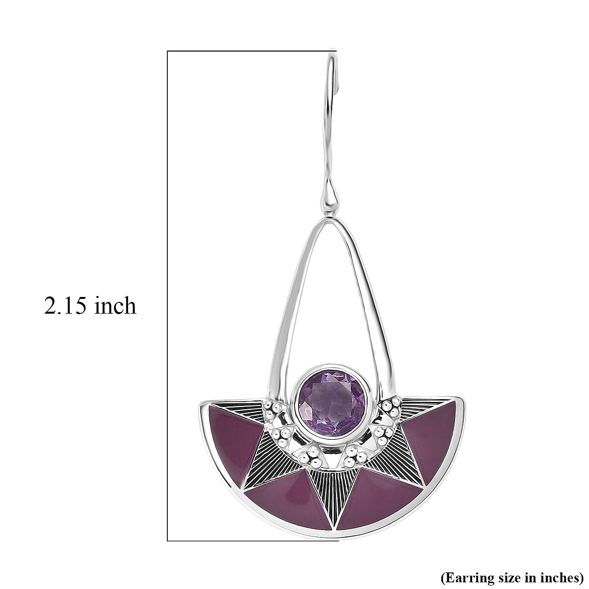 Sajen Silver African Amethyst 3.40 ctw Earrings in Rhodium Over Sterling Silver image number 6