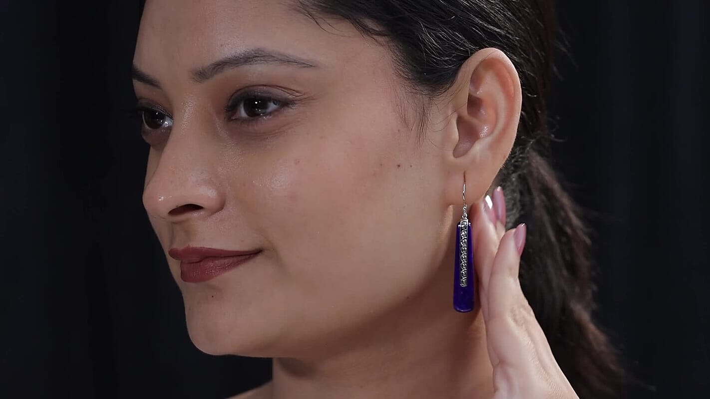 Sajen Silver Lapis Lazuli Earrings in Rhodium Over Sterling Silver 28.35 ctw