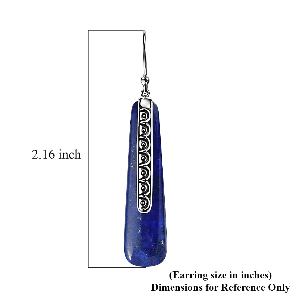 Sajen Silver Lapis Lazuli 28.35 ctw Earrings in Rhodium Over Sterling Silver