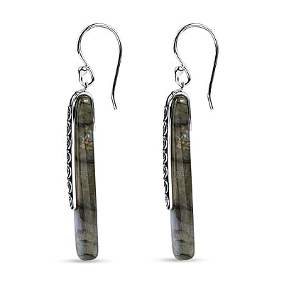 Sajen Silver Malagasy Labradorite 28.35 ctw Earrings in Rhodium Over Sterling Silver