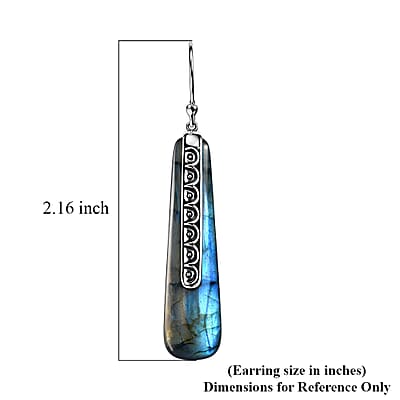 Sajen Silver Malagasy Labradorite 28.35 ctw Earrings in Rhodium Over Sterling Silver