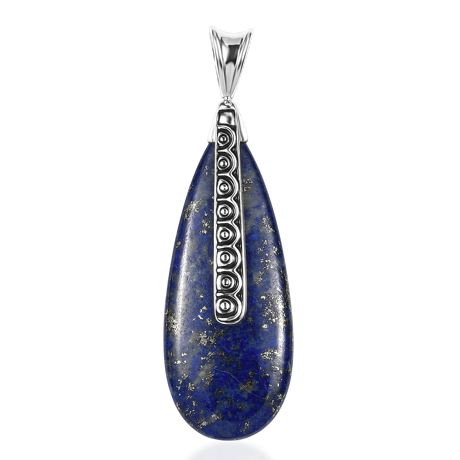 Sajen Silver Lapis Lazuli 41.80 ctw Pendant without Chain in Rhodium Over Sterling Silver
