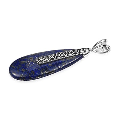 Sajen Silver Lapis Lazuli 41.80 ctw Pendant without Chain in Rhodium Over Sterling Silver