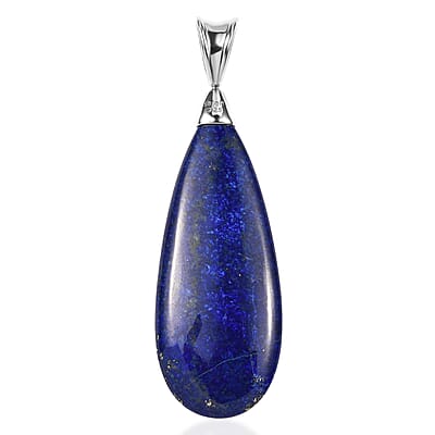Sajen Silver Lapis Lazuli 41.80 ctw Pendant without Chain in Rhodium Over Sterling Silver