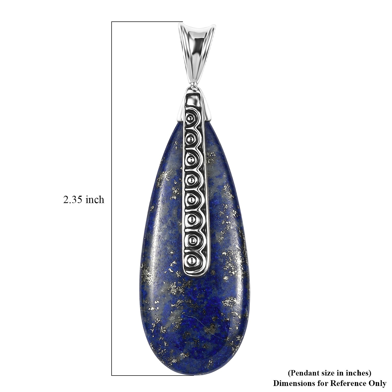 Sajen Silver Lapis Lazuli 41.80 ctw Pendant without Chain in Rhodium Over Sterling Silver