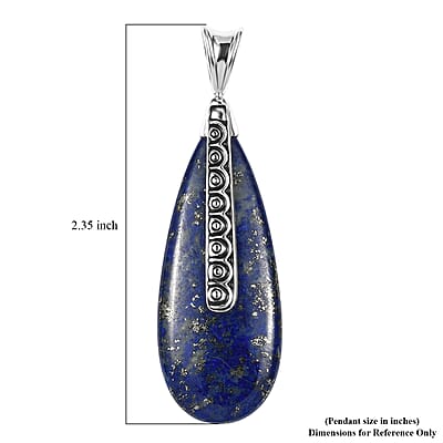 Sajen Silver Lapis Lazuli 41.80 ctw Pendant without Chain in Rhodium Over Sterling Silver