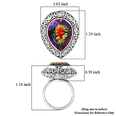 Sajen Silver Celestial Starlight Quartz Doublet 15.70 ctw Ring in Rhodium Over Sterling Silver (Size 6.0)