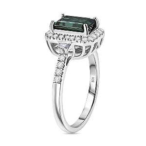 Certified & Appraised Luxoro AAA Monte Belo Indicolite and Diamond I2 2.26 ctw Ring in 10K White Gold (Size 6.0)