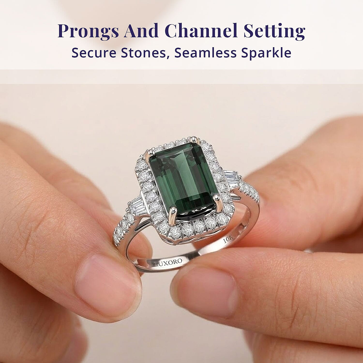 Certified and Appraised Luxoro AAA Monte Belo Indicolite and Diamond I2 2.26 ctw Ring in 10K White Gold (Size 6.0)