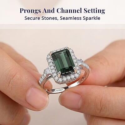 Certified and Appraised Luxoro AAA Monte Belo Indicolite and Diamond I2 2.26 ctw Ring in 10K White Gold (Size 6.0)