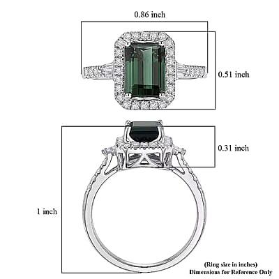 Certified and Appraised Luxoro AAA Monte Belo Indicolite and Diamond I2 2.26 ctw Ring in 10K White Gold (Size 6.0)