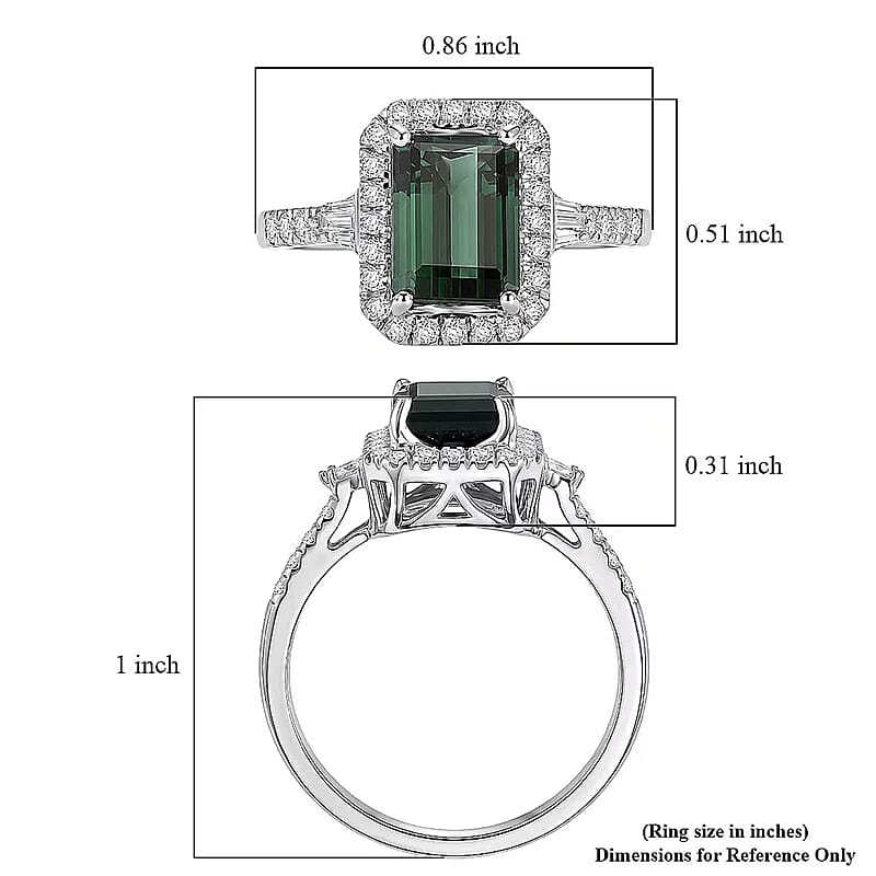 Certified & Appraised Luxoro 10K White Gold AAA Monte Belo Indicolite, Diamond (I2) (0.40 cts) Ring (Size 6.5) 2.26 ctw