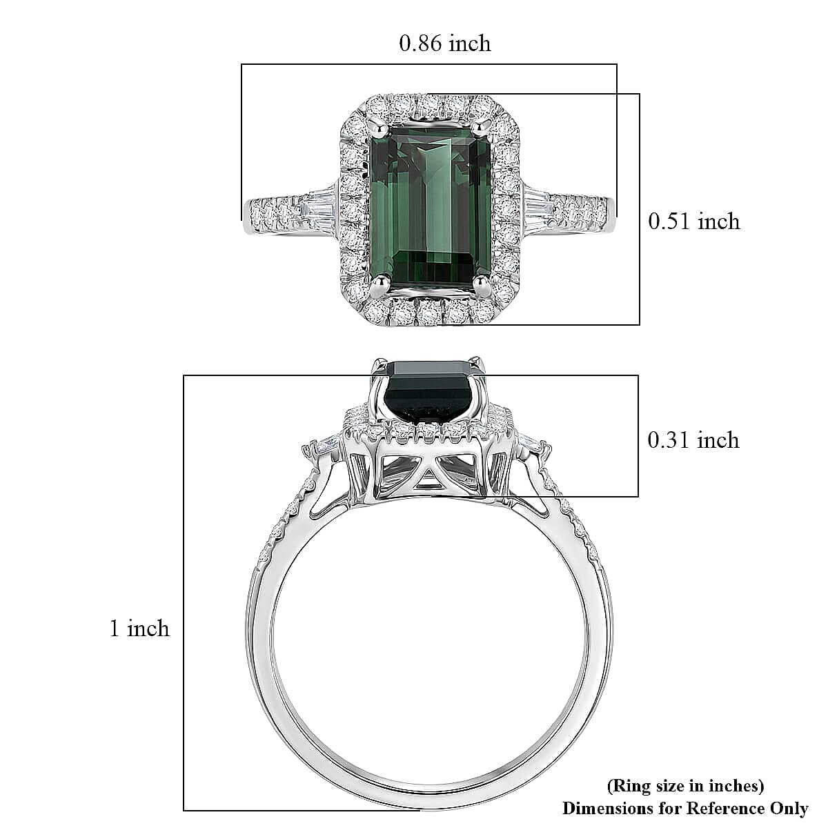 Certified & Appraised Luxoro 10K White Gold AAA Monte Belo Indicolite, Diamond (I2) (0.40 cts) Ring (Size 8.5) 2.26 ctw image number 5