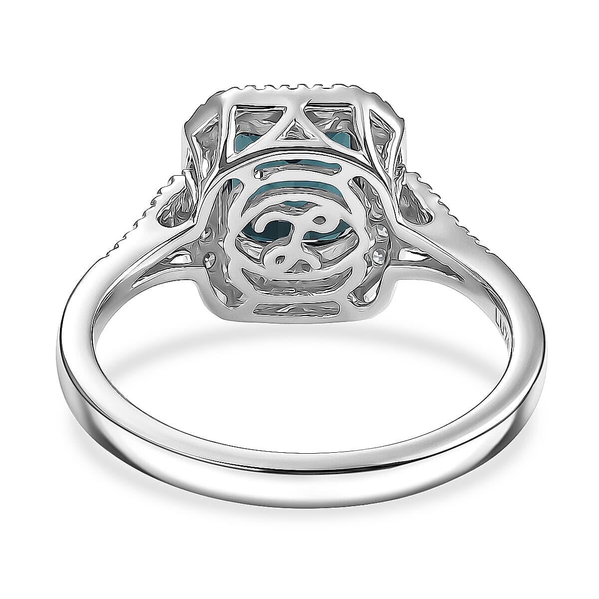 Luxoro 10K White Gold AAA Monte Belo Indicolite, Diamond (I2) (0.34 cts) Ring (Size 10.0) 2.10 ctw image number 4