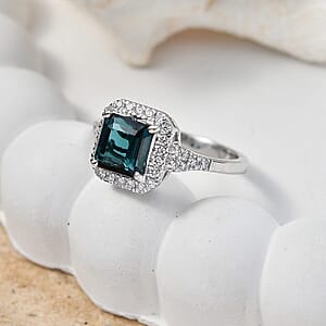 Certified & Appraised Luxoro AAA Monte Belo Indicolite and Diamond I2 2.10 ctw Ring in 10K White Gold (Size 6.0)