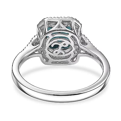 Certified and Appraised Luxoro AAA Monte Belo Indicolite and Diamond I2 2.10 ctw Ring in 10K White Gold (Size 6.0)