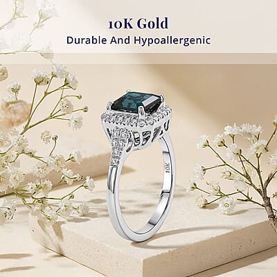 Certified & Appraised Luxoro AAA Monte Belo Indicolite and Diamond I2 2.10 ctw Ring in 10K White Gold (Size 7.0)