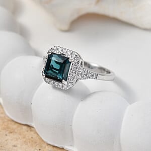 Certified & Appraised Luxoro AAA Monte Belo Indicolite and Diamond I2 2.10 ctw Ring in 10K White Gold (Size 8.0)