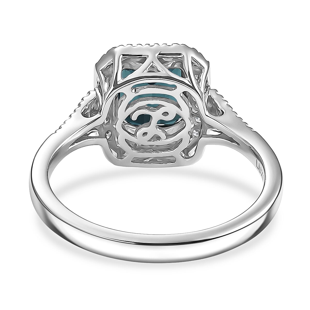 Certified & Appraised Luxoro AAA Monte Belo Indicolite and Diamond I2 2.10 ctw Ring in 10K White Gold (Size 8.0) image number 4