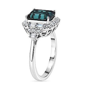Certified & Appraised Rhapsody 950 Platinum AAAA Monte Belo Indicolite, Diamond (E-F, VS) (0.33 cts) Ring (Size 7.5) (5.51 g) 3.00 ctw