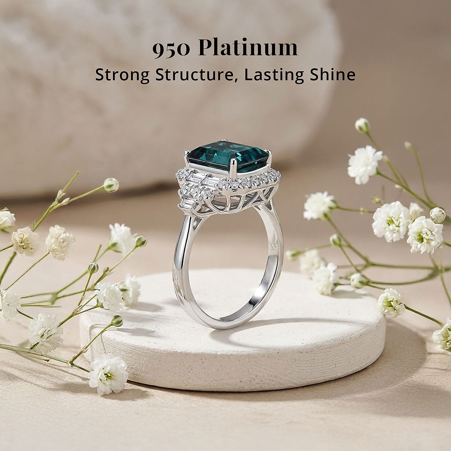 Certified & Appraised Rhapsody AAAA Monte Belo Indicolite and Diamond E-F VS 3.00 ctw Ring in 950 Platinum (Size 8.0) 5.51 Grams