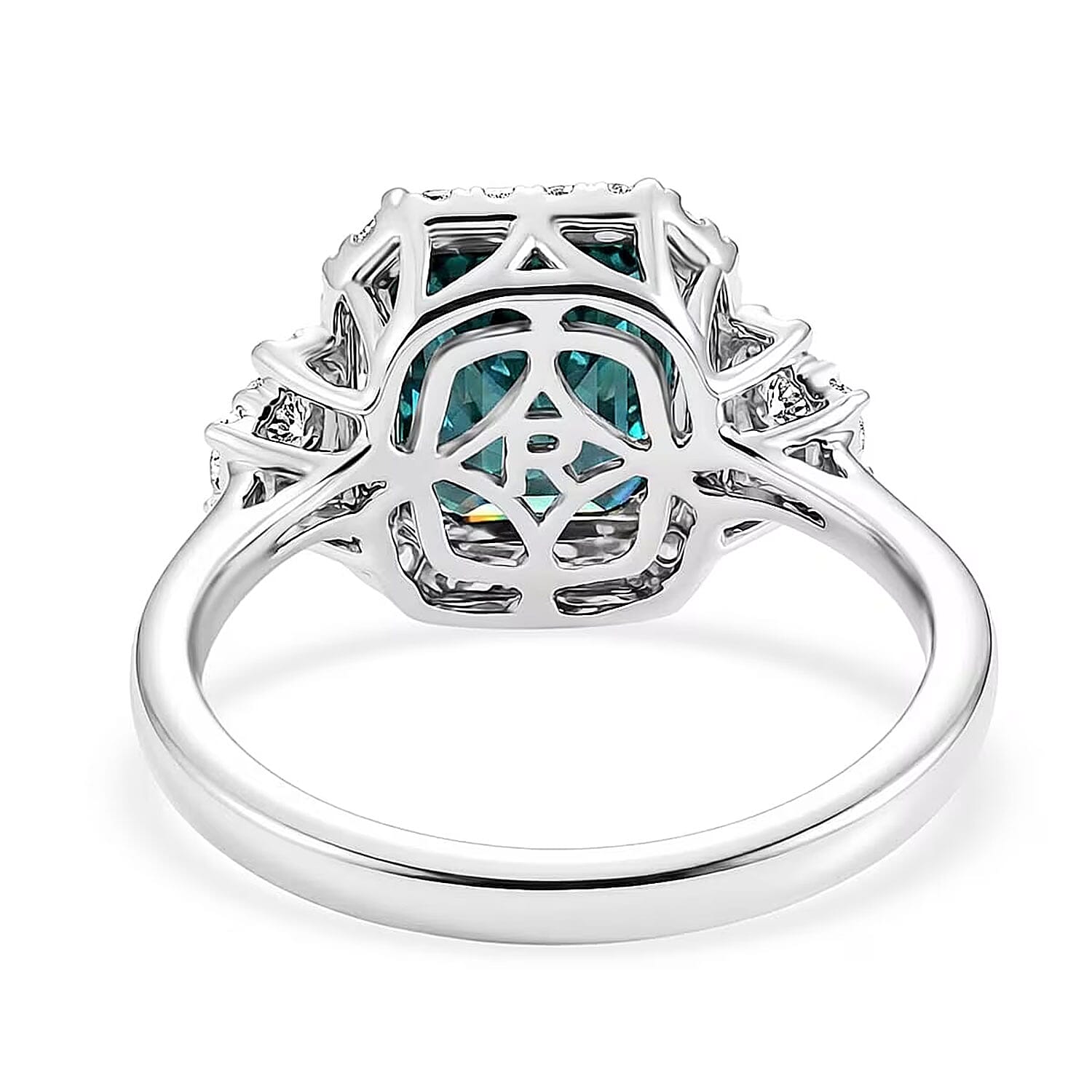 Certified & Appraised Rhapsody AAAA Monte Belo Indicolite and Diamond E-F VS 3.00 ctw Ring in 950 Platinum (Size 8.0) 5.51 Grams