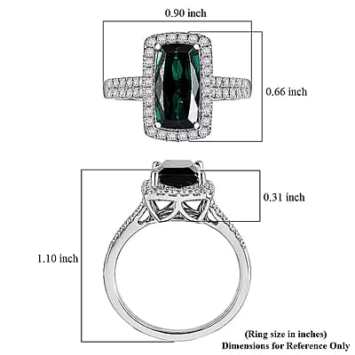 Certified & Appraised Rhapsody AAAA Monte Belo Indicolite and Diamond E-F VS 4.00 ctw Ring in 950 Platinum (Size 6.0) 6.90 Grams